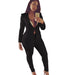 Color-Black-Spring Summer Women Long Sleeve Casual Suit Solid Color Plus Size Work Pant Two-Piece Set-Fancey Boutique