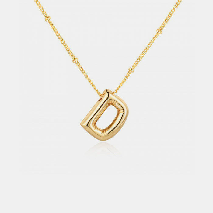 Gold-Plated Letter Pendant Necklace-One Size-Fancey Boutique