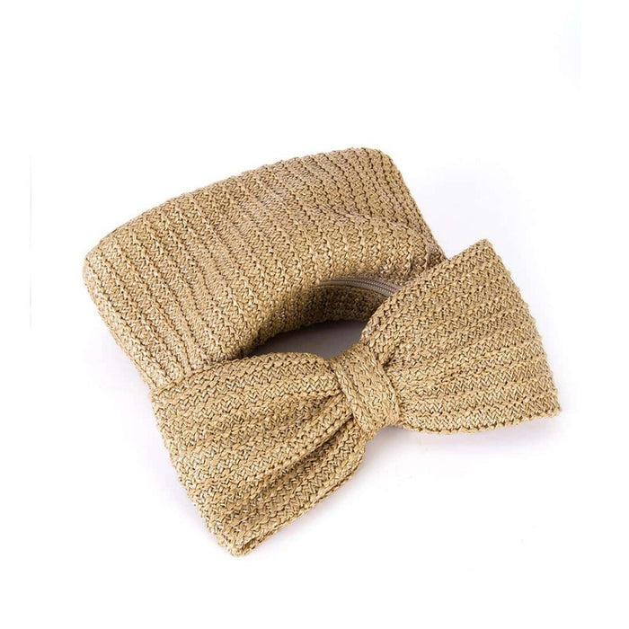 Bow knot grass woven handbag small bag hand-held bag-Fancey Boutique