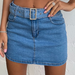 Color-Denim Skirt (Belted)-Sexy Zipper Wrapped Chest Cropped Denim Camisole Denim Skirt-Fancey Boutique