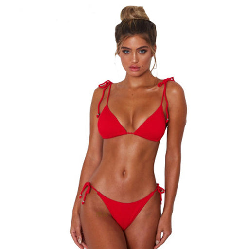 Color-Red-Swimming River Swimsuit Women Split Sexy String Bikini Swimsuit Bikini-Fancey Boutique