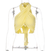 Color-Yellow-Criss Cross Women Clothing Nightclub Sexy cropped Halter Bottoming Tube Women Vest-Fancey Boutique