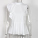 Color-White-Women Clothing Sleeveless Ruffled Casual Chiffon Shirt Women Top-Fancey Boutique