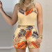 New Women Clothes Printed Overall Dress Set Shorts-Yellow-Fancey Boutique