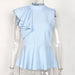 Color-light blue-Women Clothing Sleeveless Ruffled Casual Chiffon Shirt Women Top-Fancey Boutique
