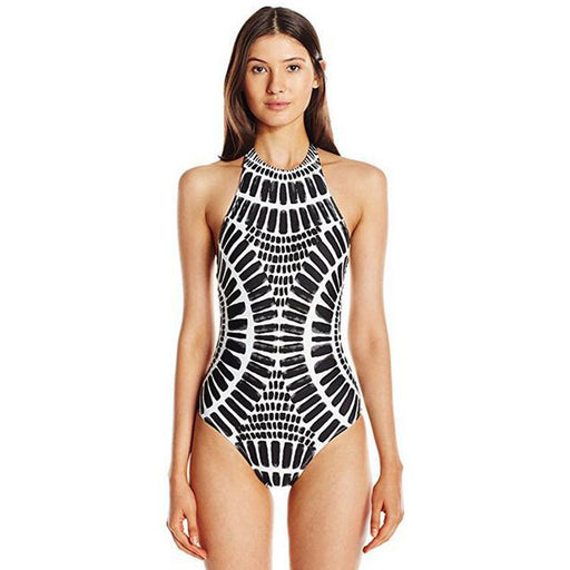 Sexy Halter Lace-up Swimsuit Totem Scale Corrugated Printed Bikini Swimsuit-Fancey Boutique