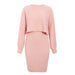 Color-Pink-Knitted Dress Two Piece Set Autumn Winter Solid Color Pullover Sweater Women-Fancey Boutique