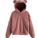 Color-Pink-2-Autumn Winter Fluffy Rabbit Ears Hooded Warm Plus size-Fancey Boutique