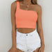 Color-Orange Powder-Summer Sexy One-Shoulder Cropped Top Women Summer-Fancey Boutique