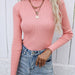 Color-Skin Red-Autumn New Small Turtleneck Sweater Bottoming Shirt Sweater Loose Solid Color Women Top-Fancey Boutique