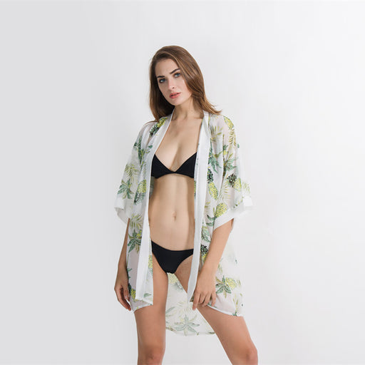 Pineapple Travel All Match Beach Sun Protection Cardigan Blouse-Fancey Boutique