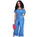 Color-Blue-M727 Boutique Word Collar Loose Denim Jumpsuit-Fancey Boutique