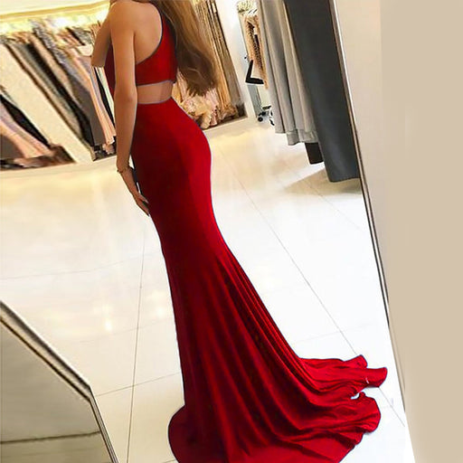 Color-Red-Women Clothing Dress Spring Sexy Halter Slim-Fit Sheath Hollow-out Formal Dress Women-Fancey Boutique