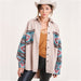 Color-Pink-Nostalgic Fried Floral Corduroy Aztec Stitching Printing Pocket Long Sleeve Coat Women Jacket-Fancey Boutique