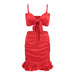 Color-Red-Bandeau Camisole High Waist Ruffles Package Hip Vacation Skirt Set-Fancey Boutique