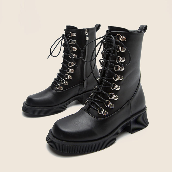 Thick soled Martin Boots Women's New Autumn and Winter Short Boots Thick Heels Slim Boots Motorcycle Boots-Fancey Boutique