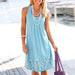 Color-skyblue-Popular Women Clothing Sleeveless Printed Loose Dress-Fancey Boutique