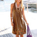 Color-Khaki-Popular Women Clothing Sleeveless Printed Loose Dress-Fancey Boutique