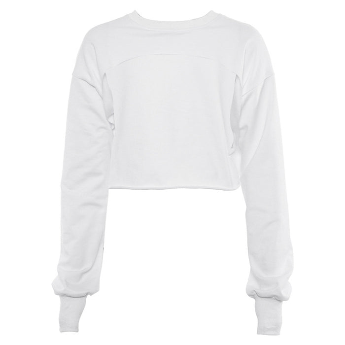 Color-White-Spring Summer Women Clothing Street Shooting Irregular Asymmetric Solid Color Long Sleeved Sweater-Fancey Boutique