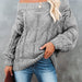 Color-Gray-Autumn Winter off-Shoulder Plus Size Loose Sweater off-Shoulder Solid Color Pullover Sweater Women-Fancey Boutique