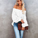 Color-White-Autumn Winter off-Shoulder Plus Size Loose Sweater off-Shoulder Solid Color Pullover Sweater Women-Fancey Boutique