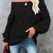 Color-Black-Autumn Winter off-Shoulder Plus Size Loose Sweater off-Shoulder Solid Color Pullover Sweater Women-Fancey Boutique