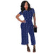 Classic Sexy Polka Dot Round Neck Wide Leg Cropped Pants-Dark Blue-Fancey Boutique