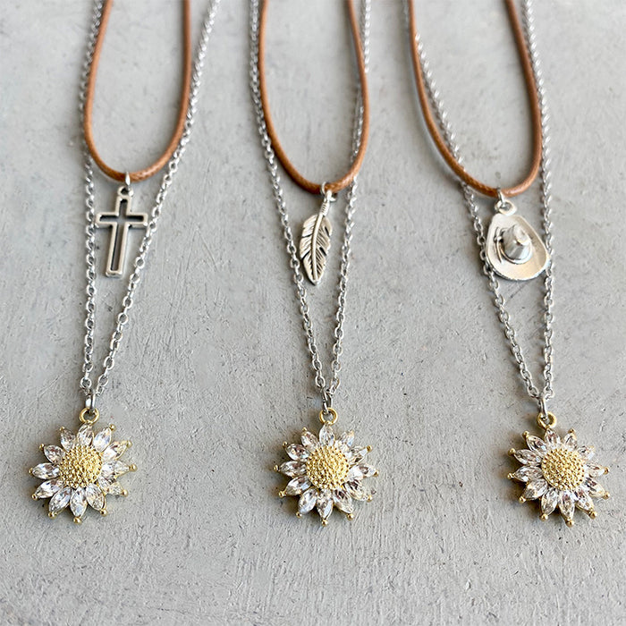 Sunflower Pendant Necklace Set-Fancey Boutique