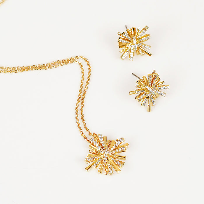 Starburst Gold-Plated Earrings and Necklace Set-One Size-Fancey Boutique