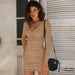 Color-Khaki-Long Sleeves Sexy V-neck Slim Dress Women Clothing-Fancey Boutique