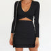 Color-Black-Long Sleeves Sexy V-neck Slim Dress Women Clothing-Fancey Boutique