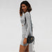 Color-Gray-Long Sleeves Sexy V-neck Slim Dress Women Clothing-Fancey Boutique