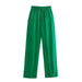 Color-Green-Elastic High Waist Casual Pants Waist Belt Elastic Idle Wide Leg Pants-Fancey Boutique