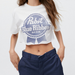 New Women Fashion Casual round Neck Cropped White with Printed Pattern Ultra Short T-shirt Graphic-Fancey Boutique