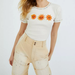 Cute Smiley Face Women Clothing Spring New Sun Color Piping Printed T-shirt Short Top Graphic-Fancey Boutique