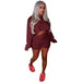 Color-Purplish Red-Sexy Classic Winter Sweater Solid Color Two Piece Set-Fancey Boutique