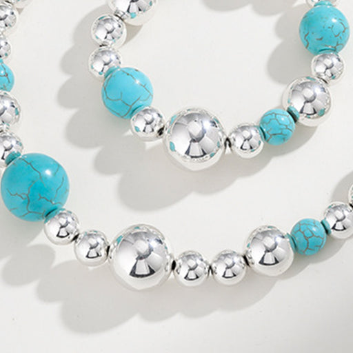 Artificial Turquoise Alloy Beaded Bracelet-One Size-Fancey Boutique