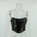 Color-Black-Women Clothing New Sexy Faux Leather Wrapped Chest Backless Tube Top Vest Top Women Boning Corset Boning Corset Corset-Fancey Boutique