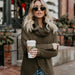 Color-Army Green-Spring Winter Turtleneck Solid Color Pullover Knitted Sweater Women Loose Thick Base-Fancey Boutique