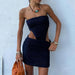 Spring Summer Tube Top Knitted Dress Skinny Hollow-out Backless Sexy Bandeau Dress-Fancey Boutique