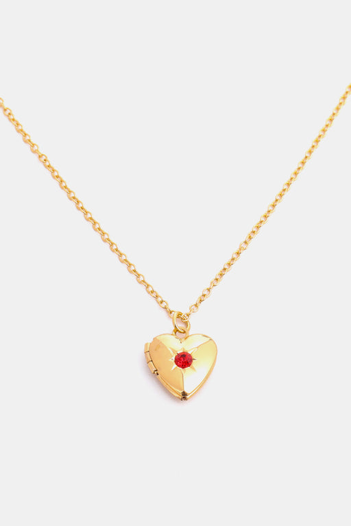 Zircon Heart Shape 14K Gold-Plated Pendant Necklace-One Size-Fancey Boutique