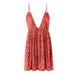 Color-Red-Spring Summer V-neck Brace Sleeveless Rayon Printed Dress High Waist Wooden Ear-Fancey Boutique