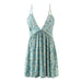 Color-Green-Spring Summer V-neck Brace Sleeveless Rayon Printed Dress High Waist Wooden Ear-Fancey Boutique