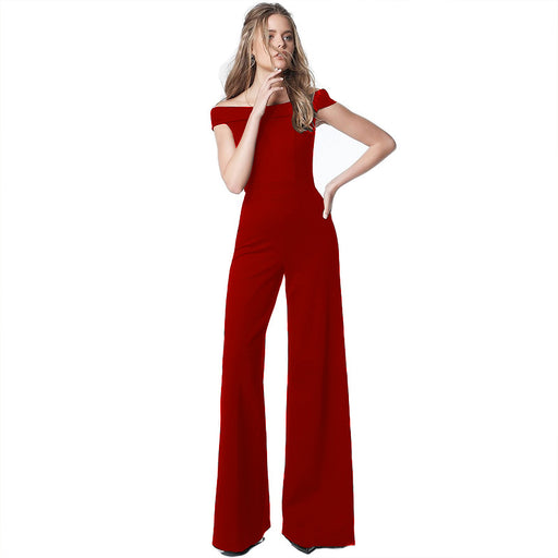 Color-Red-Dress Women Clothing off Neck Casual Jumpsuit-Fancey Boutique