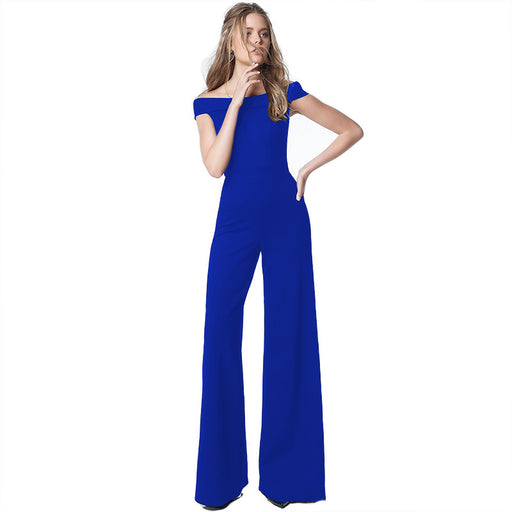 Color-Blue-Dress Women Clothing off Neck Casual Jumpsuit-Fancey Boutique