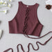 Color-Fuchsia-Summer All-Match Slim-Fit Lace up Hollow Out Cutout Vest Tube Top Sexy Top-Fancey Boutique