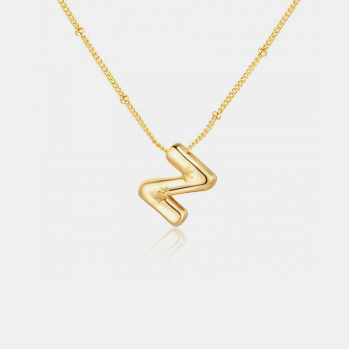 Gold-Plated Letter Pendant Necklace-One Size-Fancey Boutique