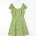 Summer French Floral Slim-Fitting Dress Wooden Ear Cinched Short Dress-Green-Fancey Boutique