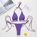 Color-Purple-Sexy Thong Bikini Set Halter Swimsuit Women String Bathing Suits Swimwear-Fancey Boutique