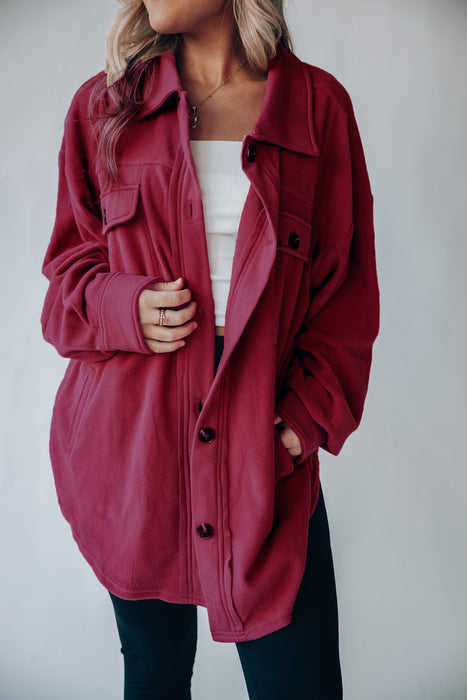 Color-Fuchsia-Winter Women Clothing Long Sleeve Warm Shacket Coat Outerwear-Fancey Boutique